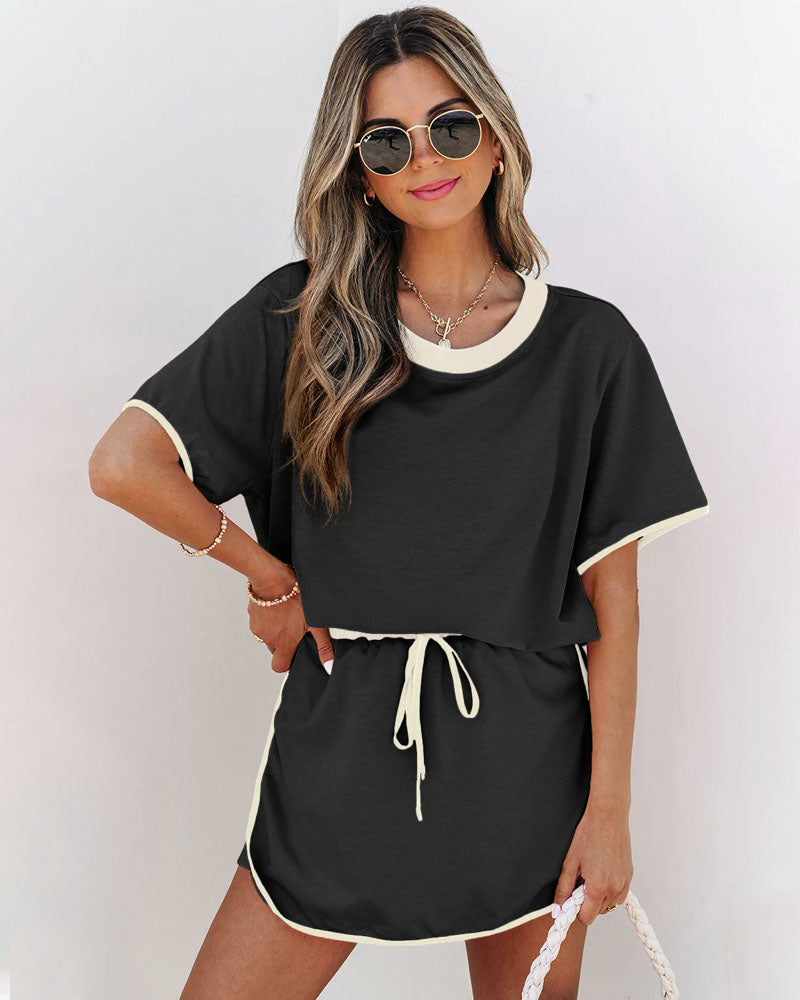 Colorblock Chic Edge Skort Set Black
