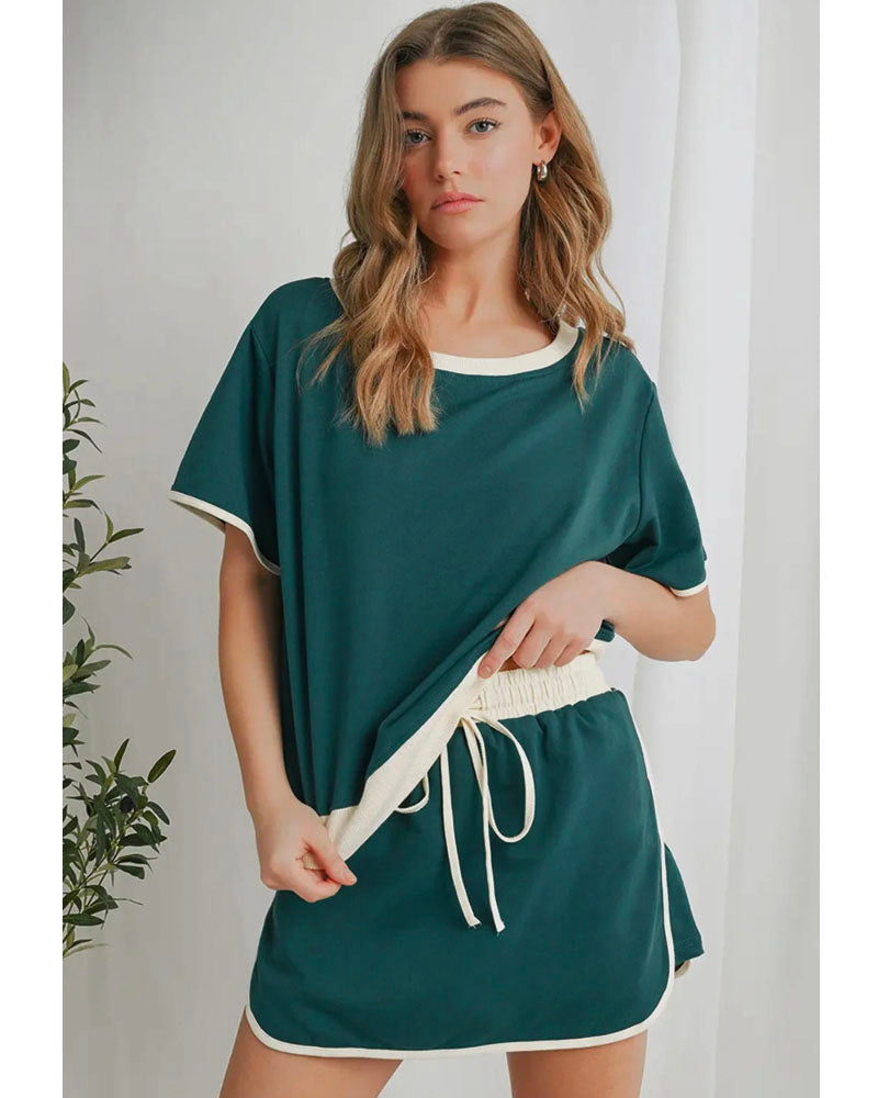 Colorblock Chic Edge Skort Set Green