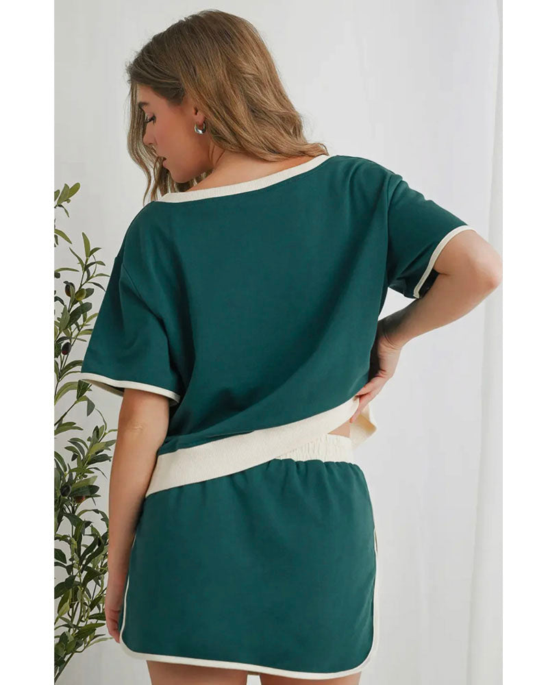 Colorblock Chic Edge Skort Set