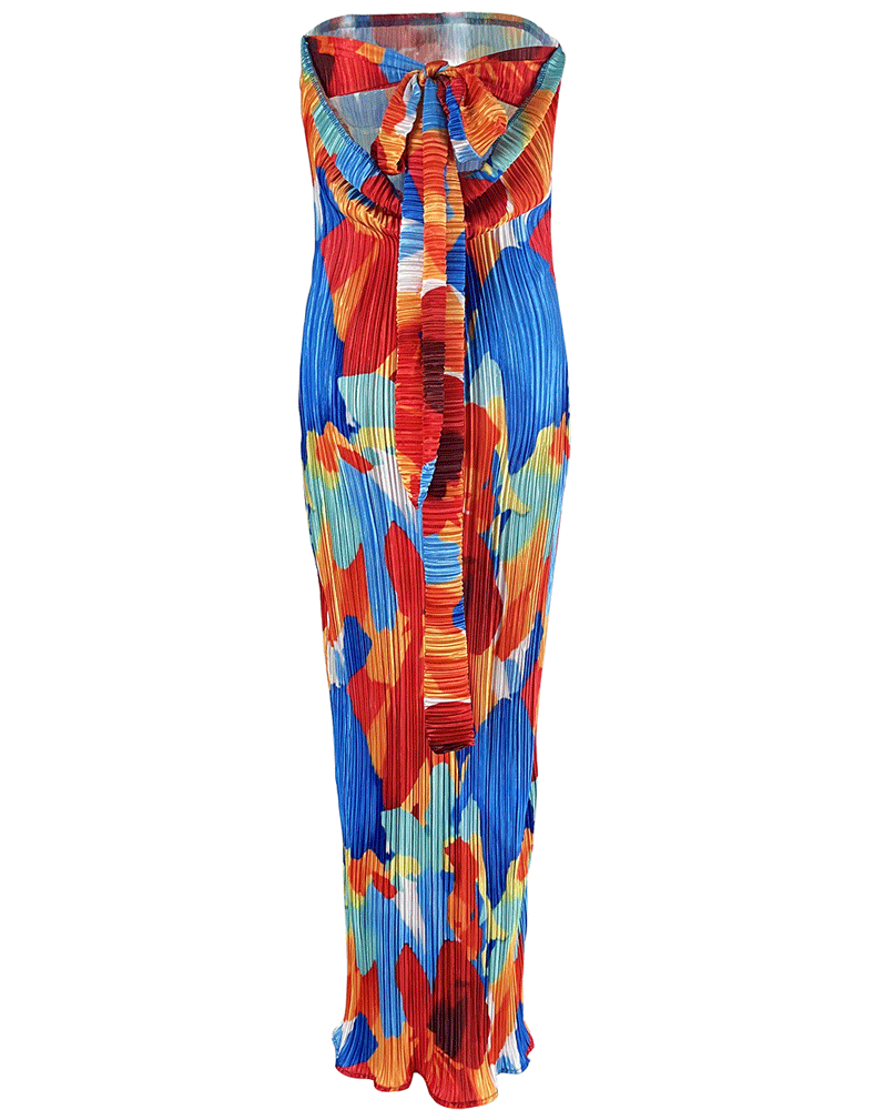 Tie Back Strapless Maxi Dress