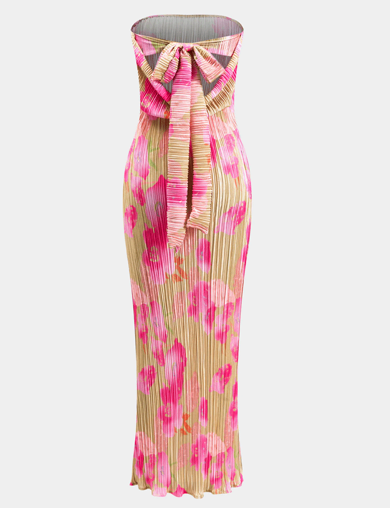 Tie Back Strapless Maxi Dress