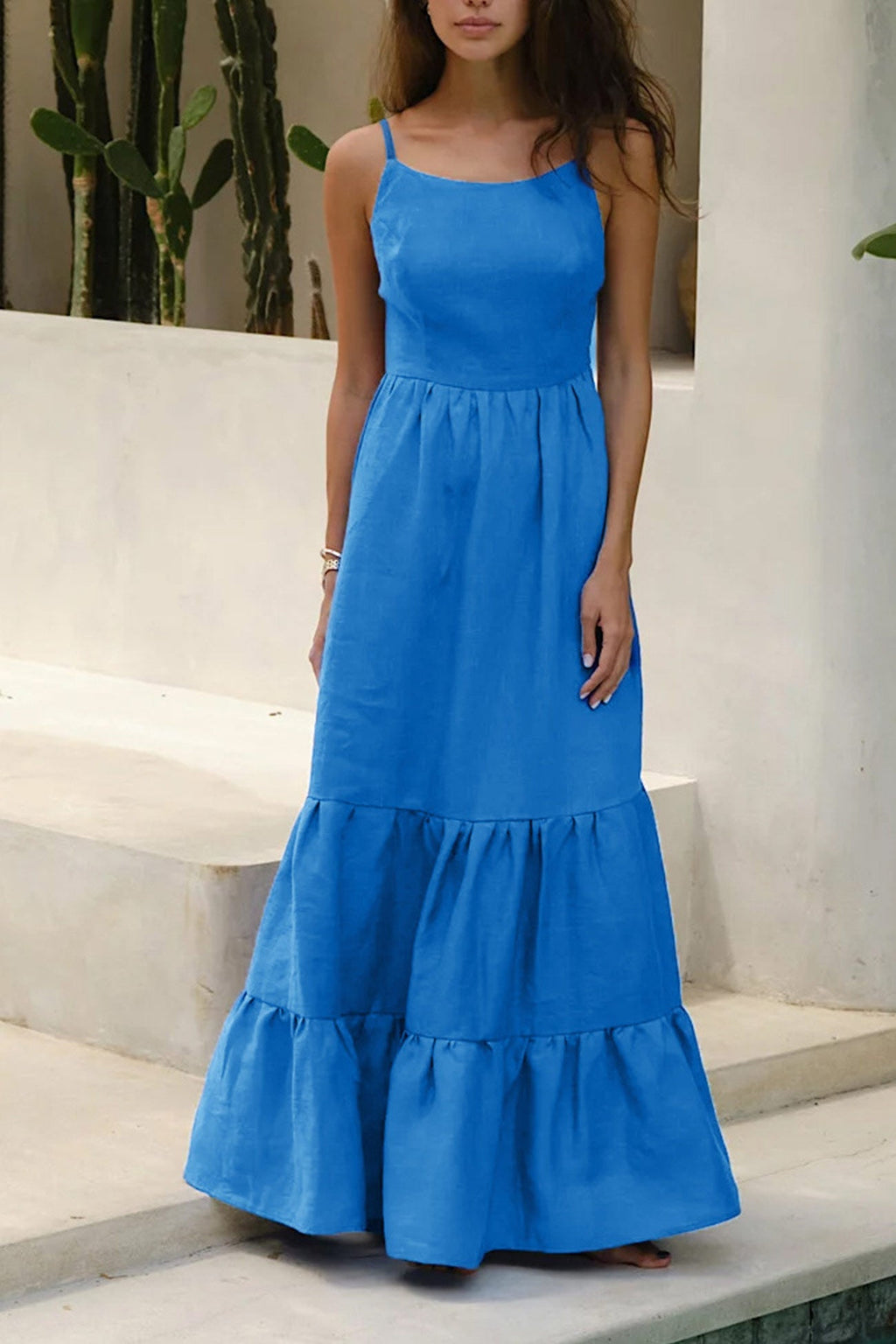 Tie-back Tiered Cotton Cami Dress