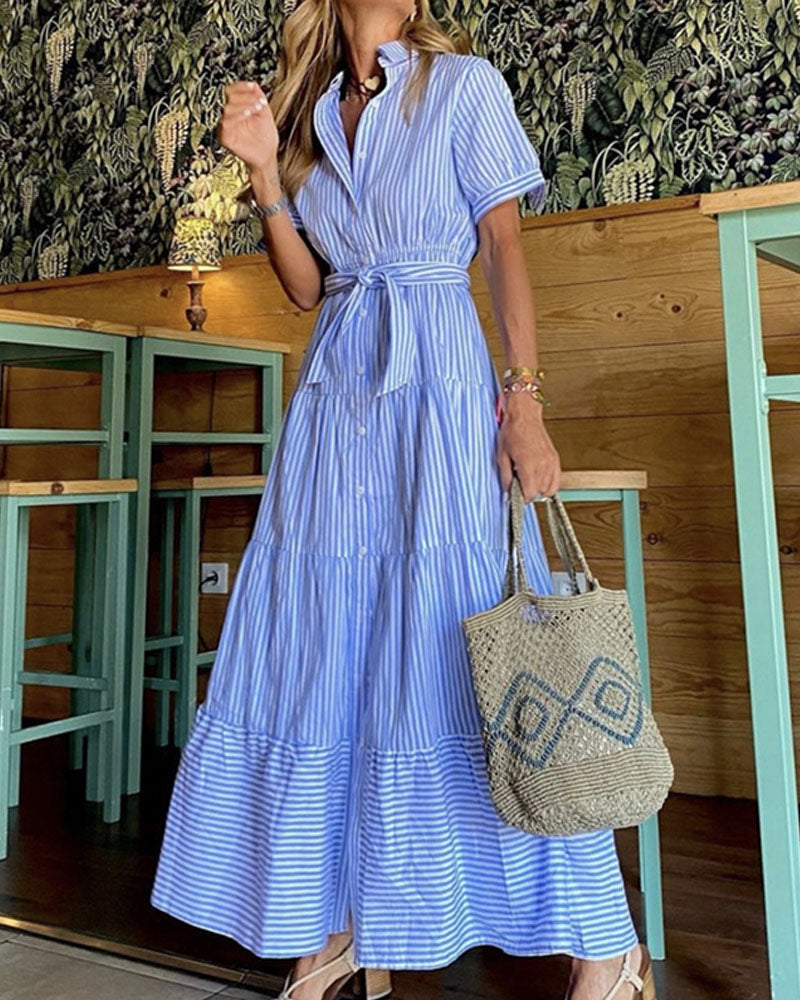 Tiered Striped Maxi Dress