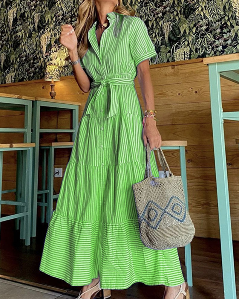 Tiered Striped Maxi Dress