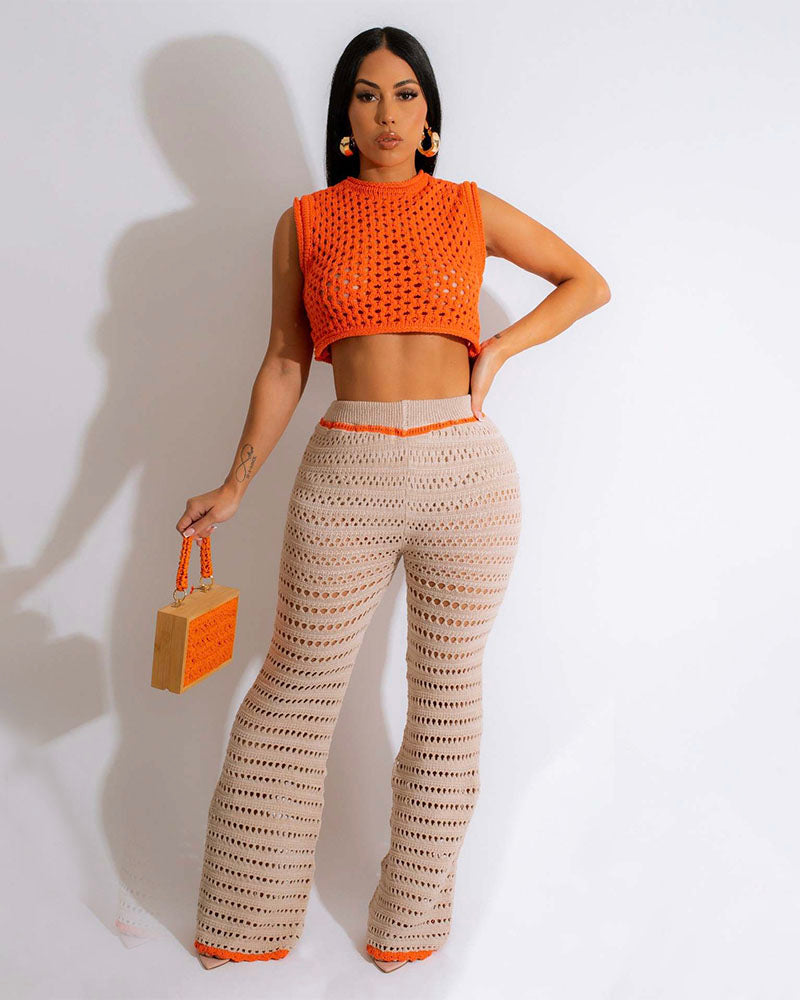 Tina Knit Pants Set Orange