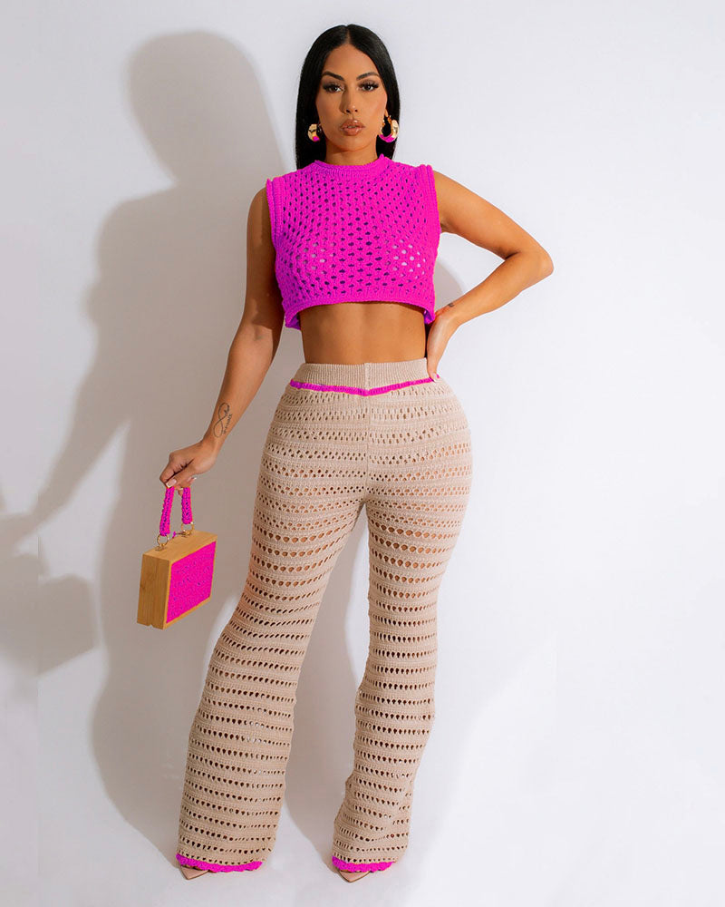 Tina Knit Pants Set Rose Red