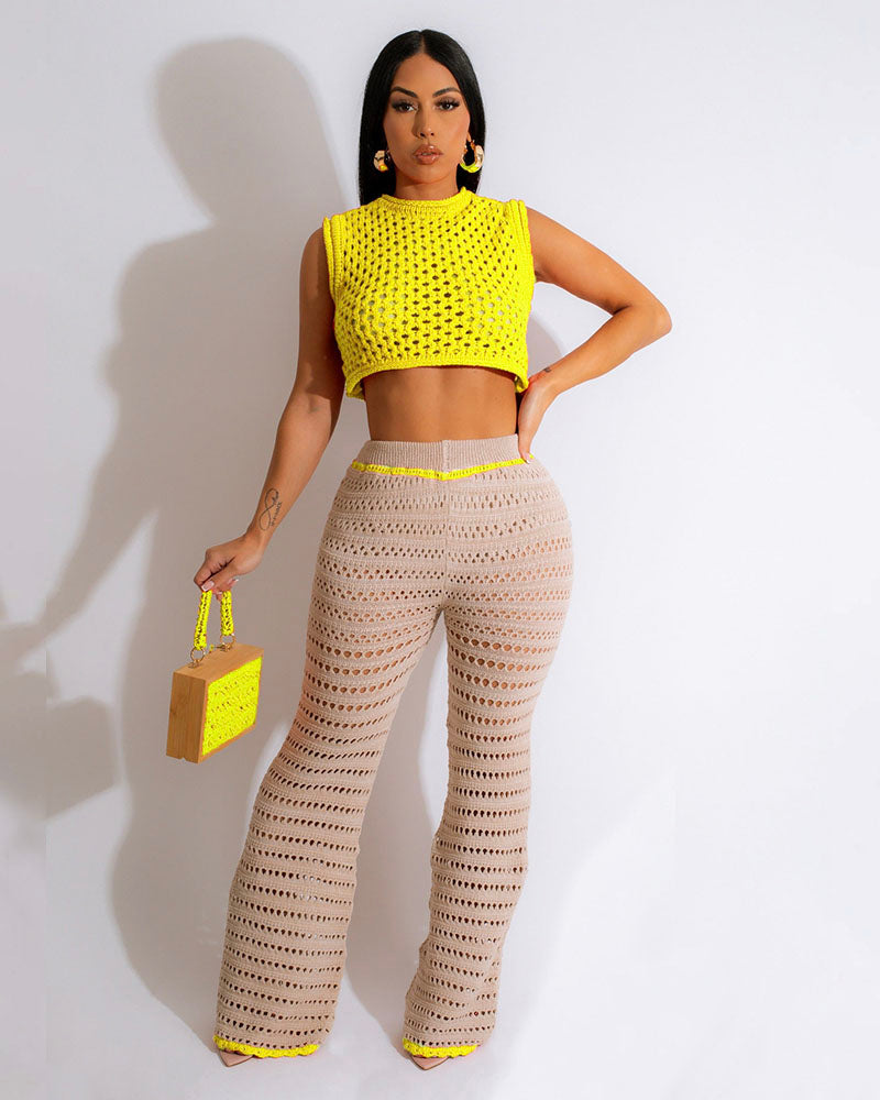 Tina Knit Pants Set Yellow