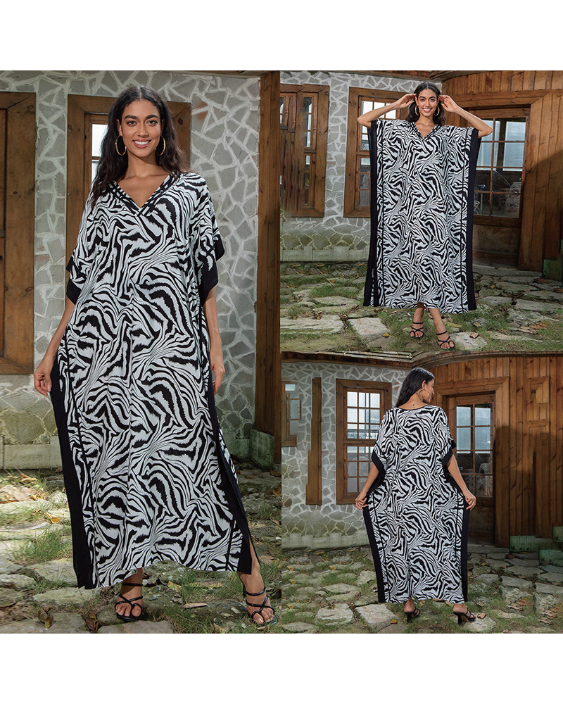 Tropical Kaftan Dress Tropical-Black-4