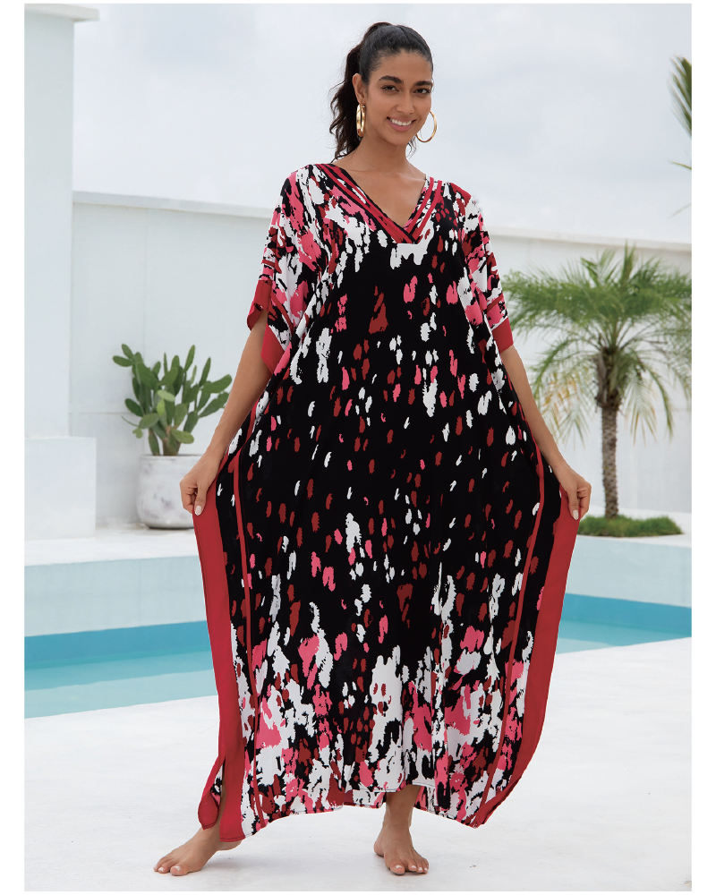 Tropical Kaftan Dress Tropical-Black-7