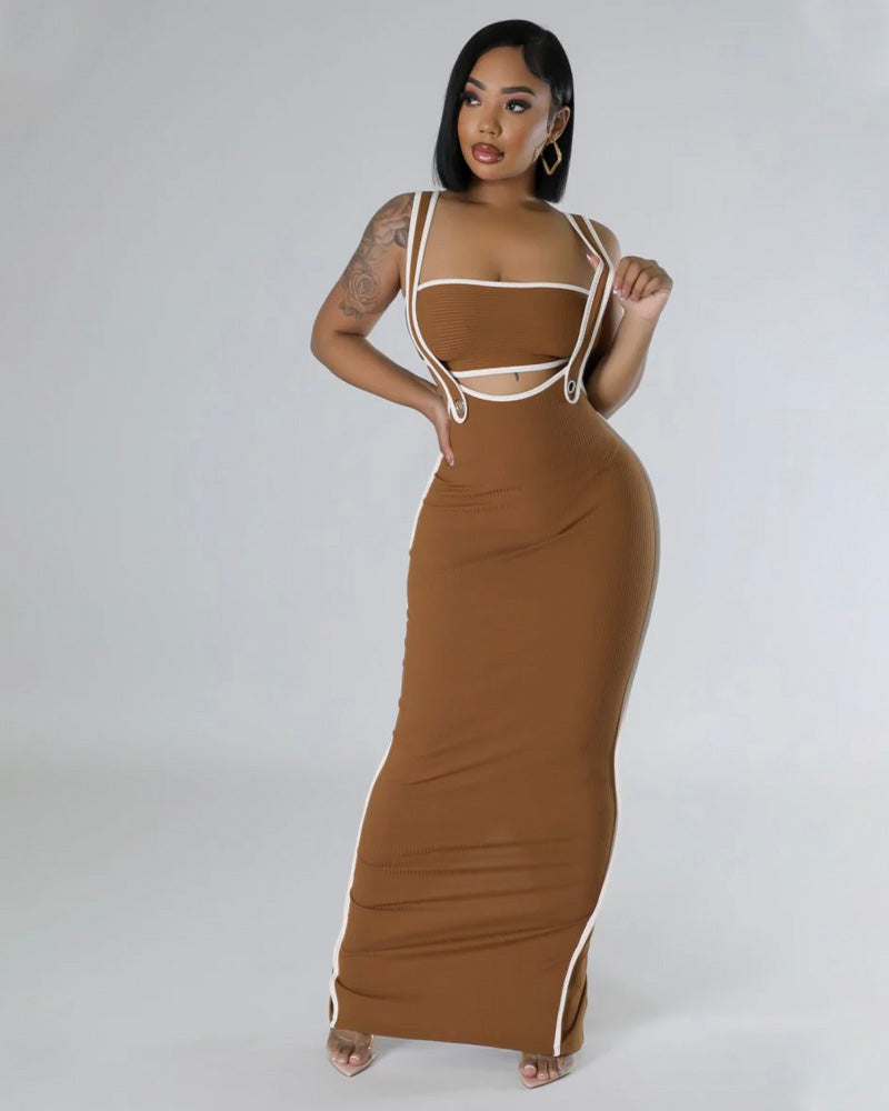 True Feeling Dress Set Coffee