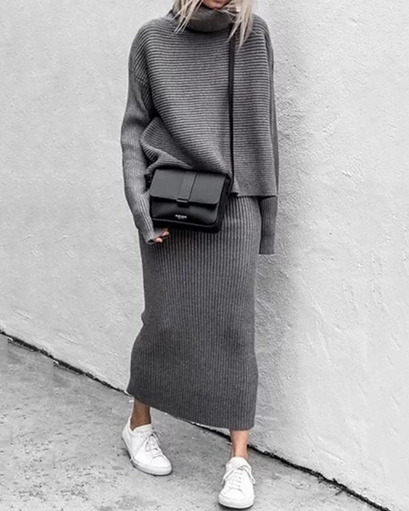 Turtleneck Sweater & Skirt Set