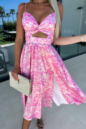 Twisted Cutout Slit Cami Dress