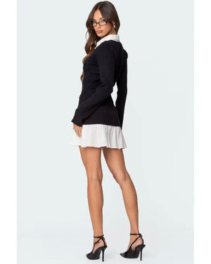 Two In One Collared Sweater Dress