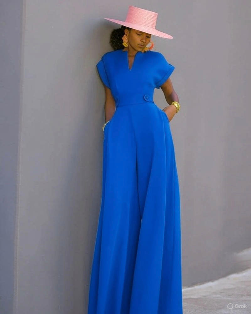Urban Cap Sleeve Jumpsuit Blue