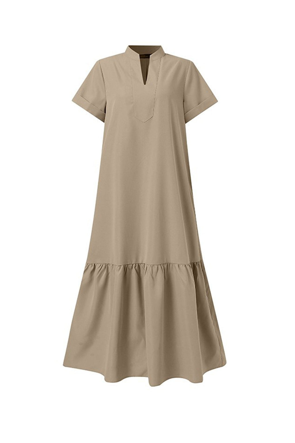 V Neck Short Sleeve A-line Dress