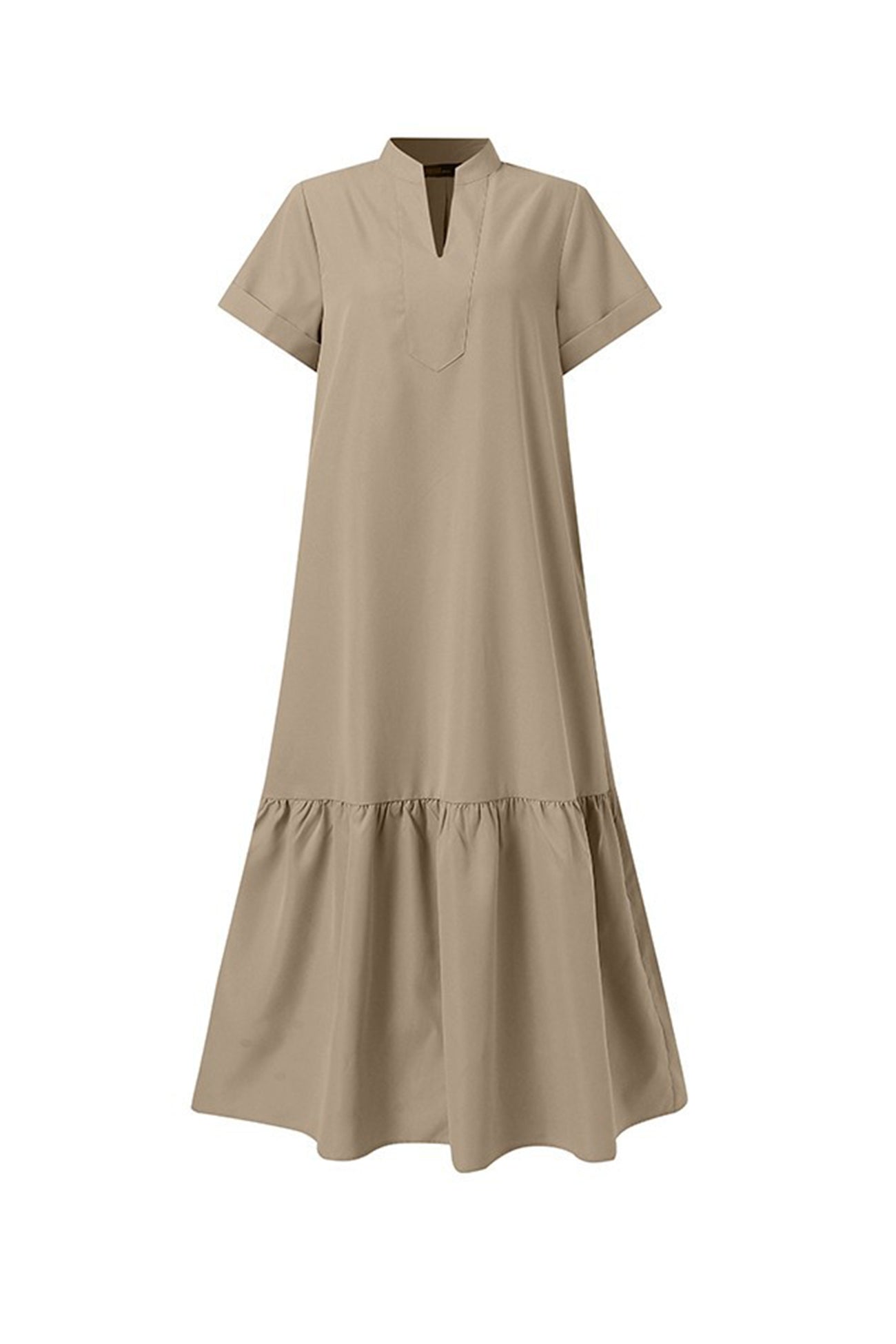 V Neck Short Sleeve A-line Dress
