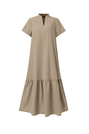 V Neck Short Sleeve A-line Dress