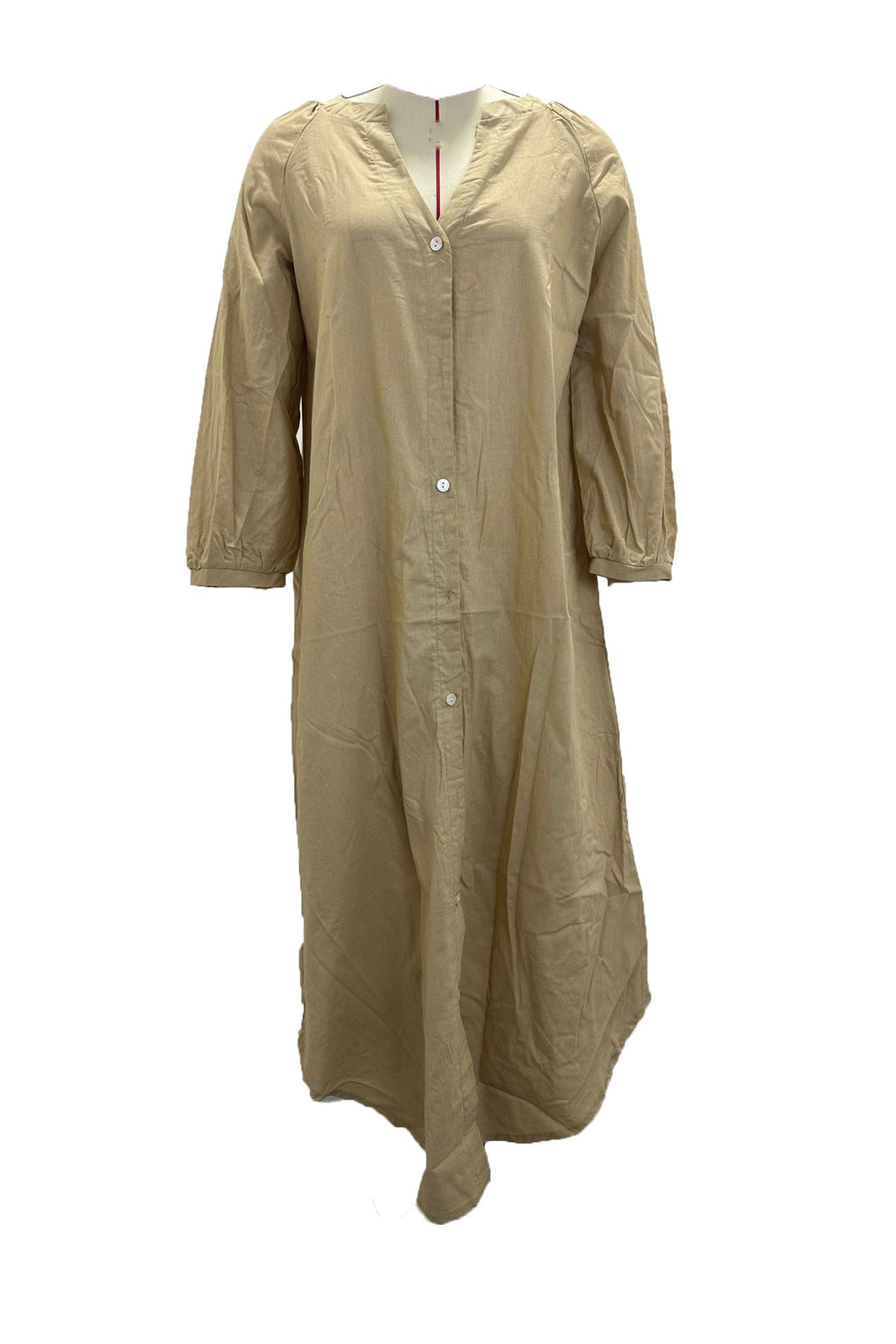 V Neck Single-breasted Long Sleeve Dress