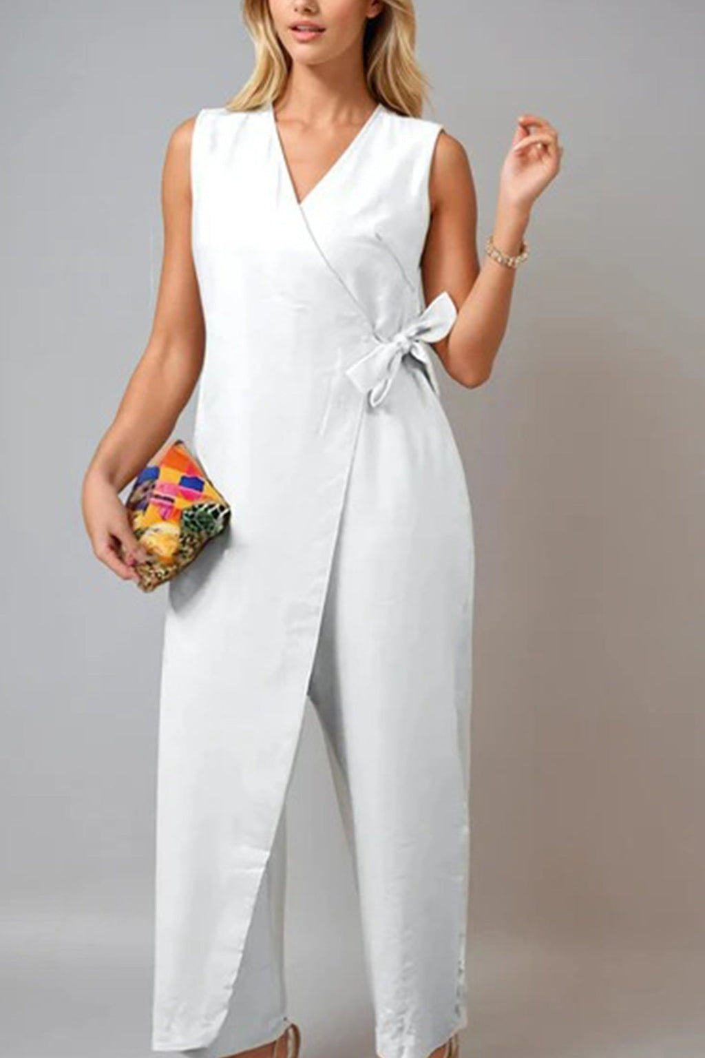 V Neck Zip-up Strappy Jumpsuits