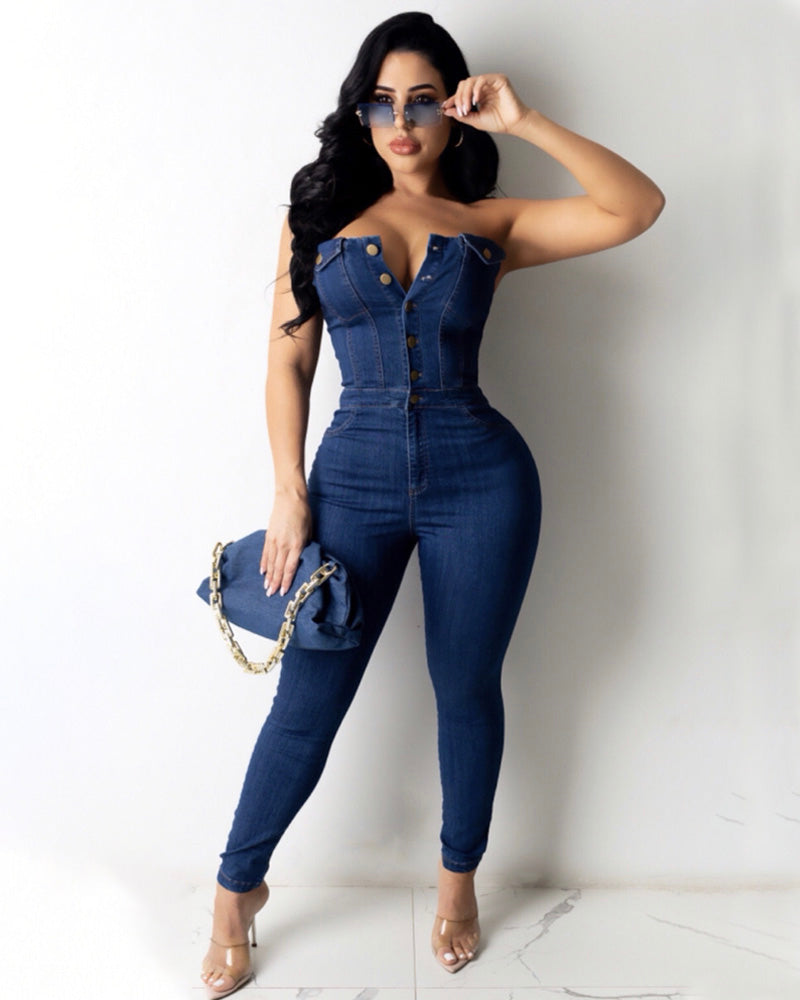 VERA DENIM JUMPSUIT Denim Blue
