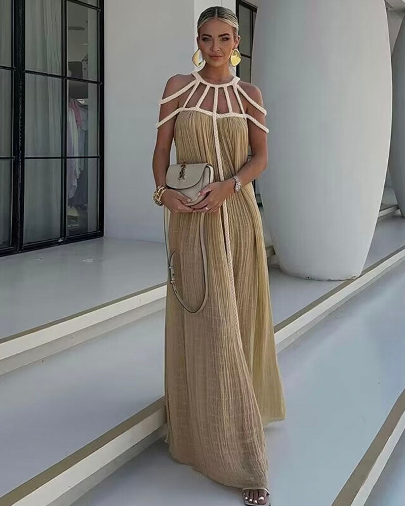 Vacation Maxi Dress Khaki One Size Fits up to 2XL