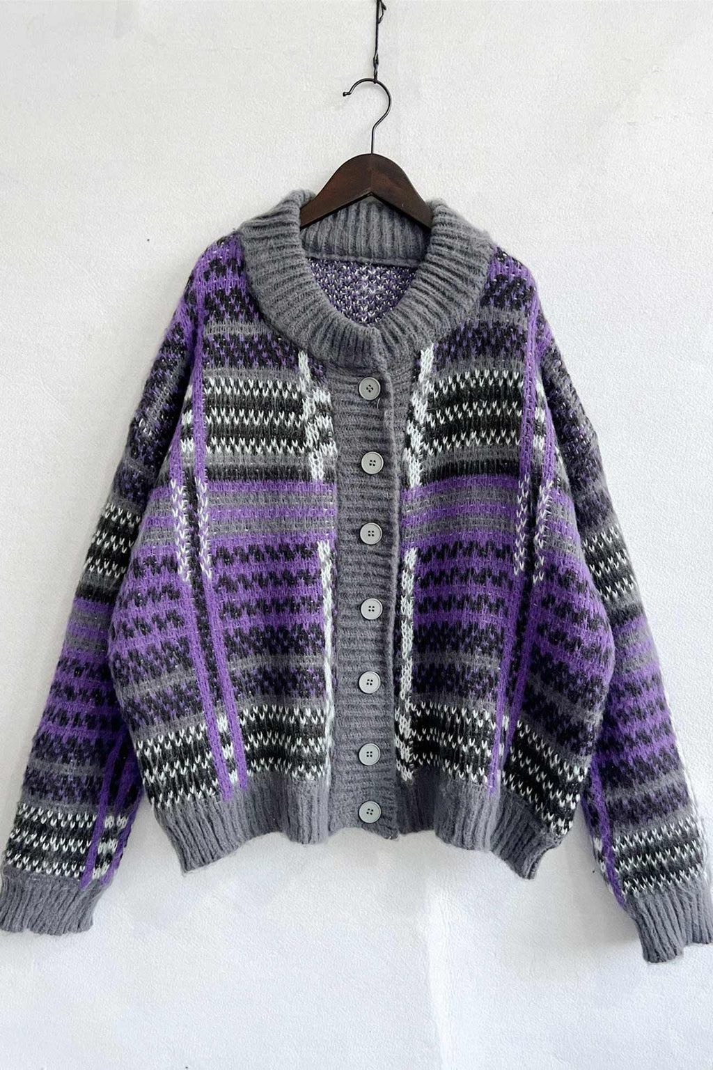 Vintage Contrast Striped Cardigan