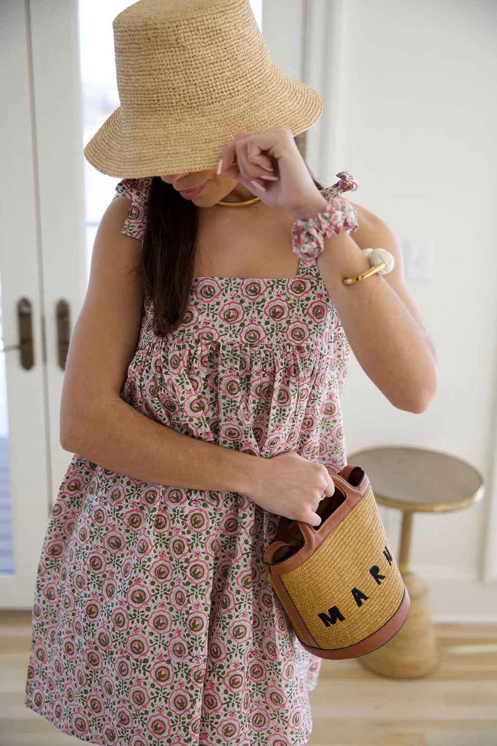 Vintage Strappy Floral Print Mini Dress