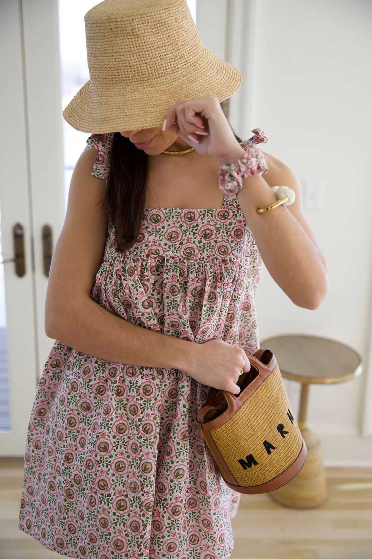 Vintage Strappy Floral Print Mini Dress