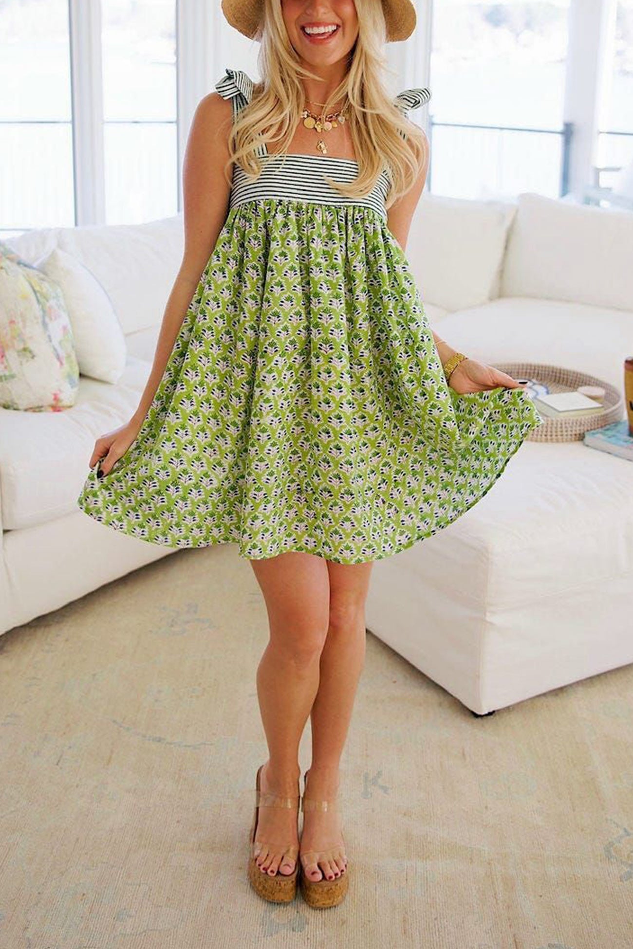 Vintage Strappy Floral Print Mini Dress