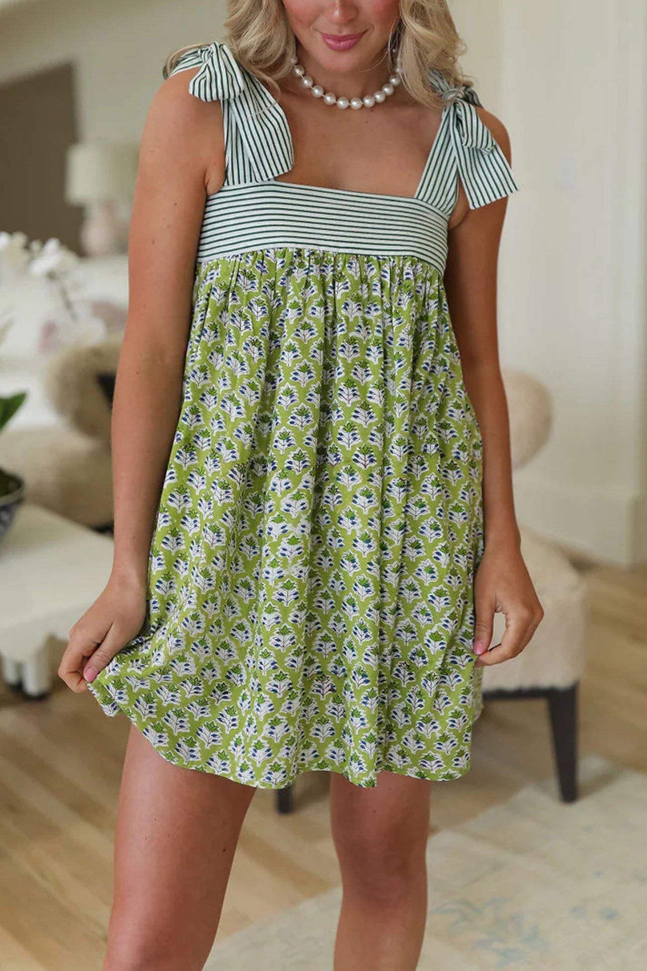 Vintage Strappy Floral Print Mini Dress