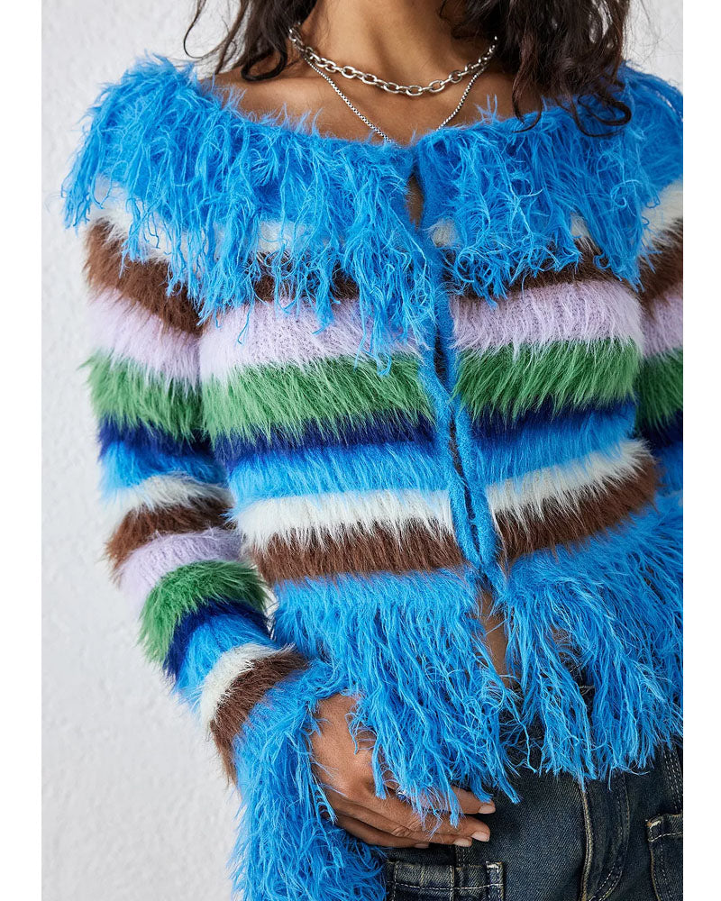 Vivienne Faux Feather Knit Cardigan