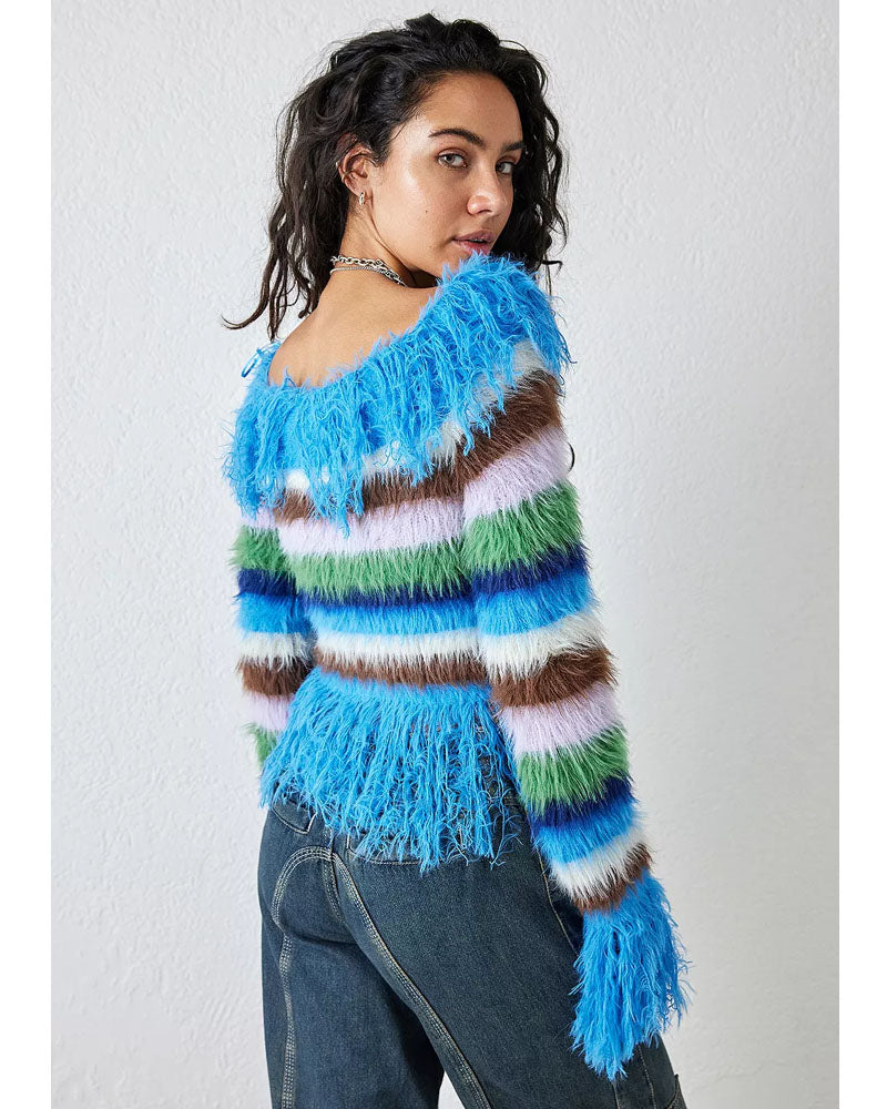 Vivienne Faux Feather Knit Cardigan