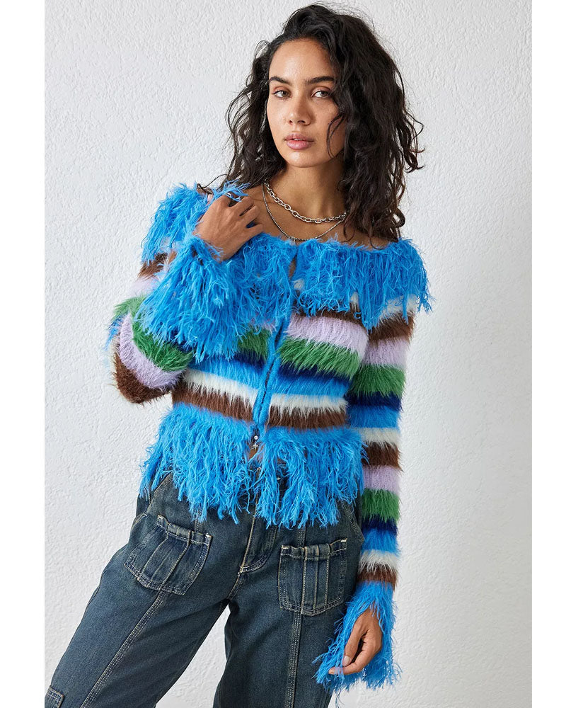 Vivienne Faux Feather Knit Cardigan