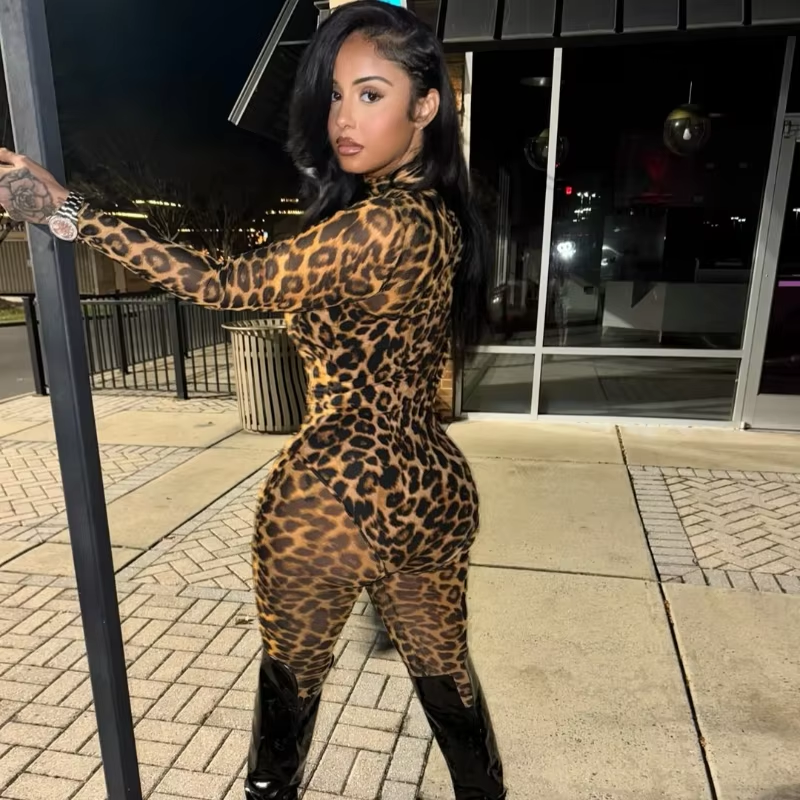 Fierce Mesh Leopard Jumpsuit