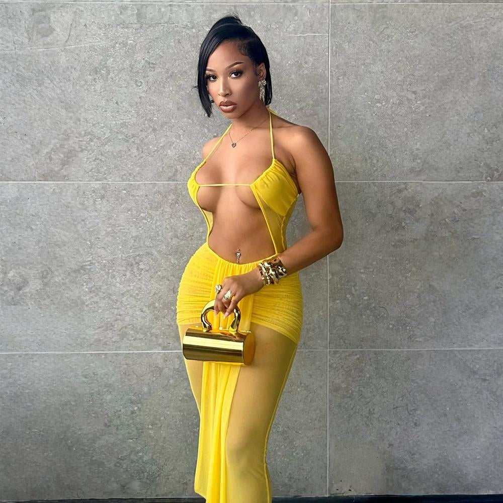 Bare Bold Mesh Maxi Dress