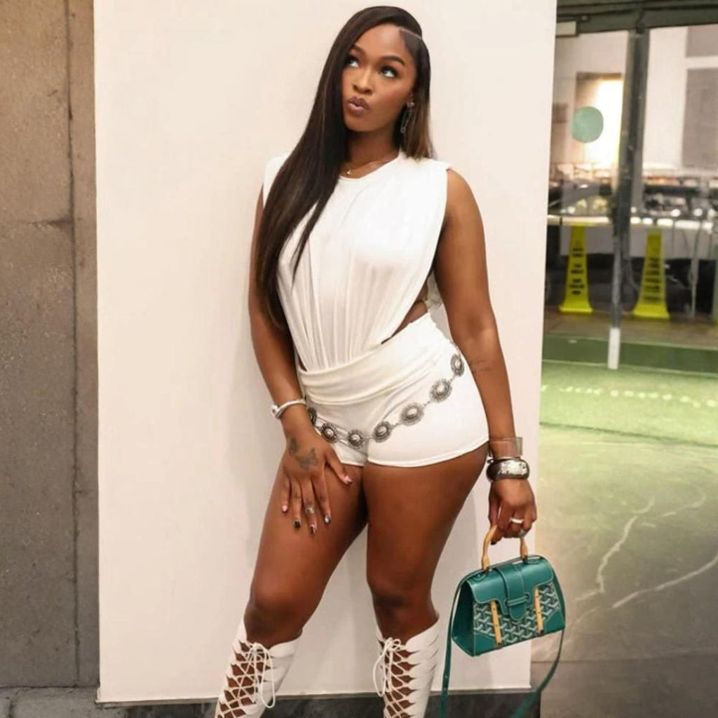 Edge Cut Bodysuit Shorts Set