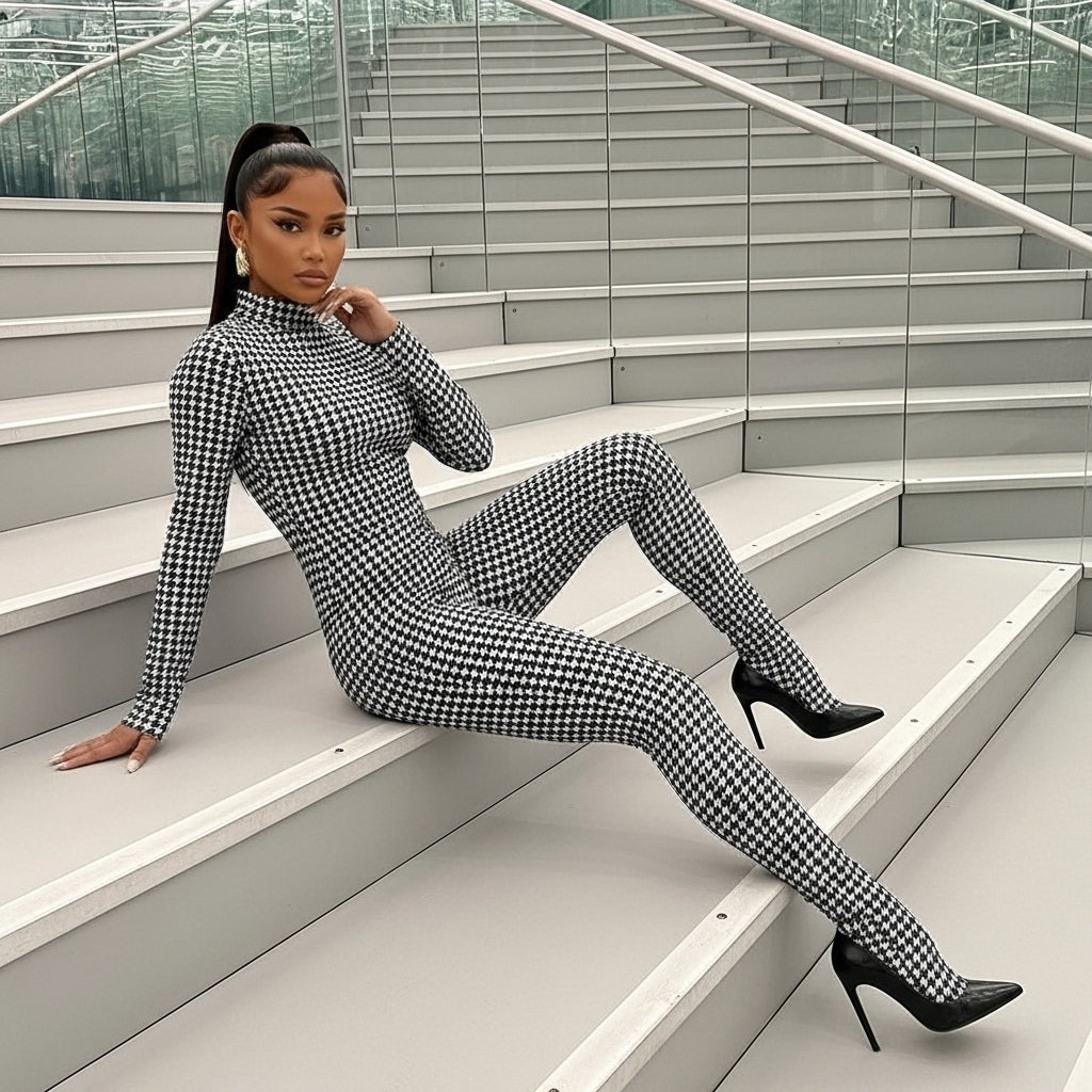 Houndstooth Statement Jumpsuit