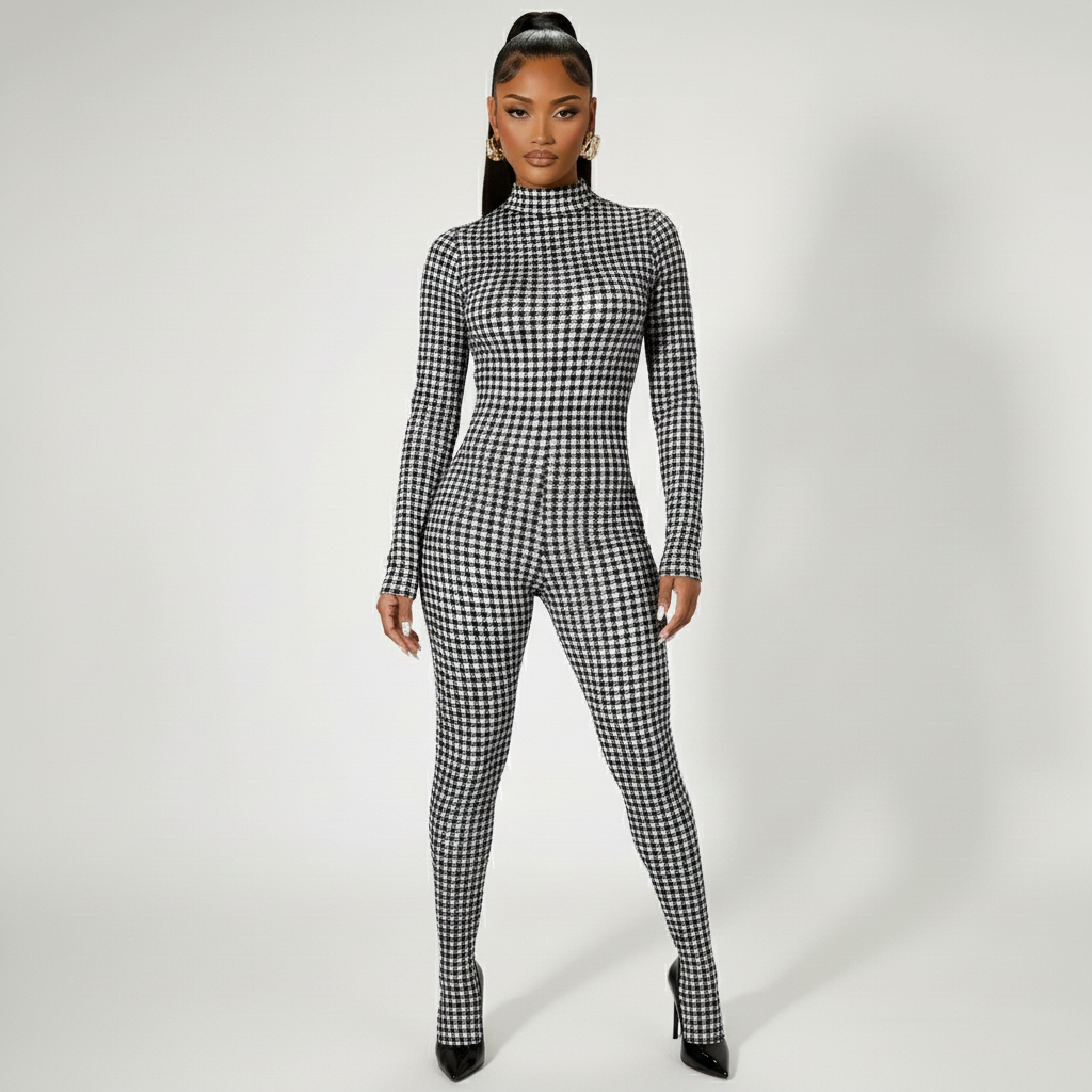 Houndstooth Statement Jumpsuit