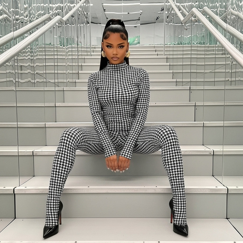 Houndstooth Statement Jumpsuit