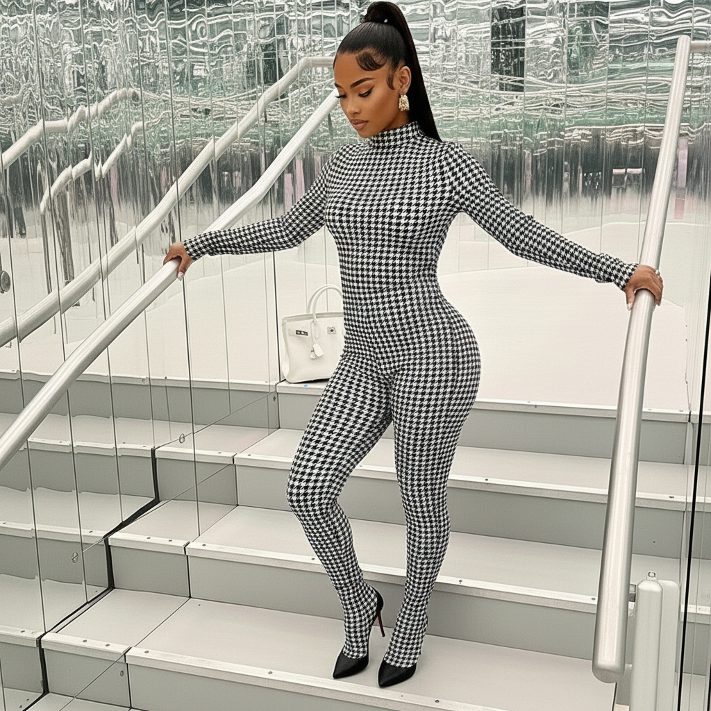 Houndstooth Statement Jumpsuit