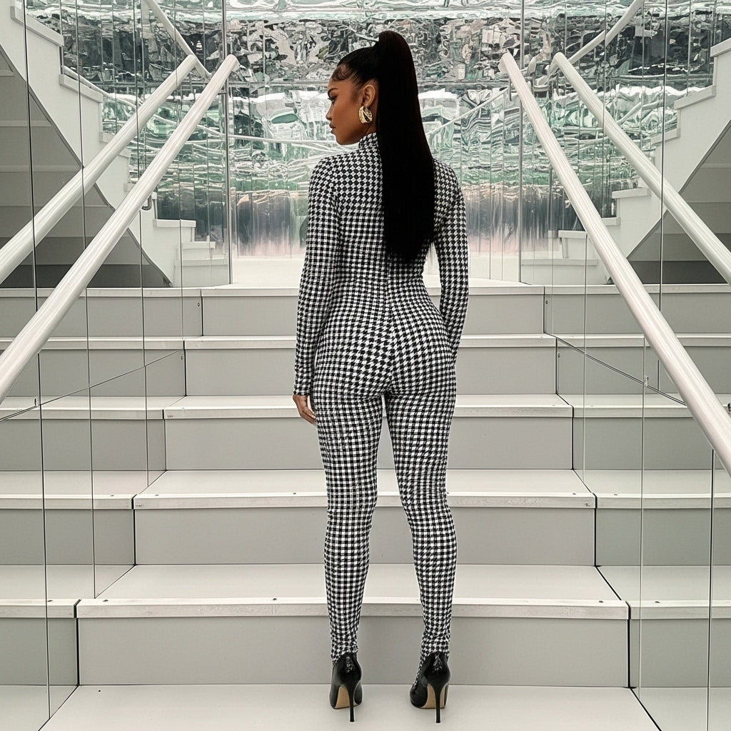 Houndstooth Statement Jumpsuit