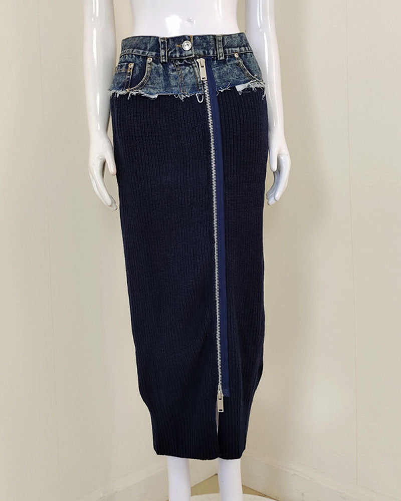 Zipper Sweater Skirt Set-Sold Separately