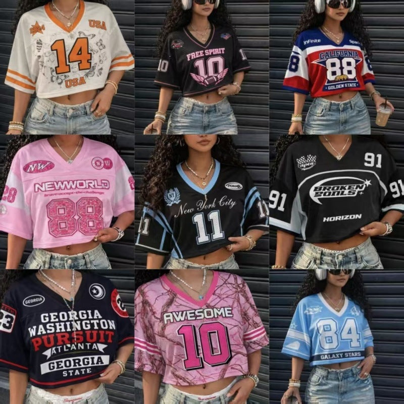 Printed Short Sleeve Cropped T-Shirt for Casual Streetwear