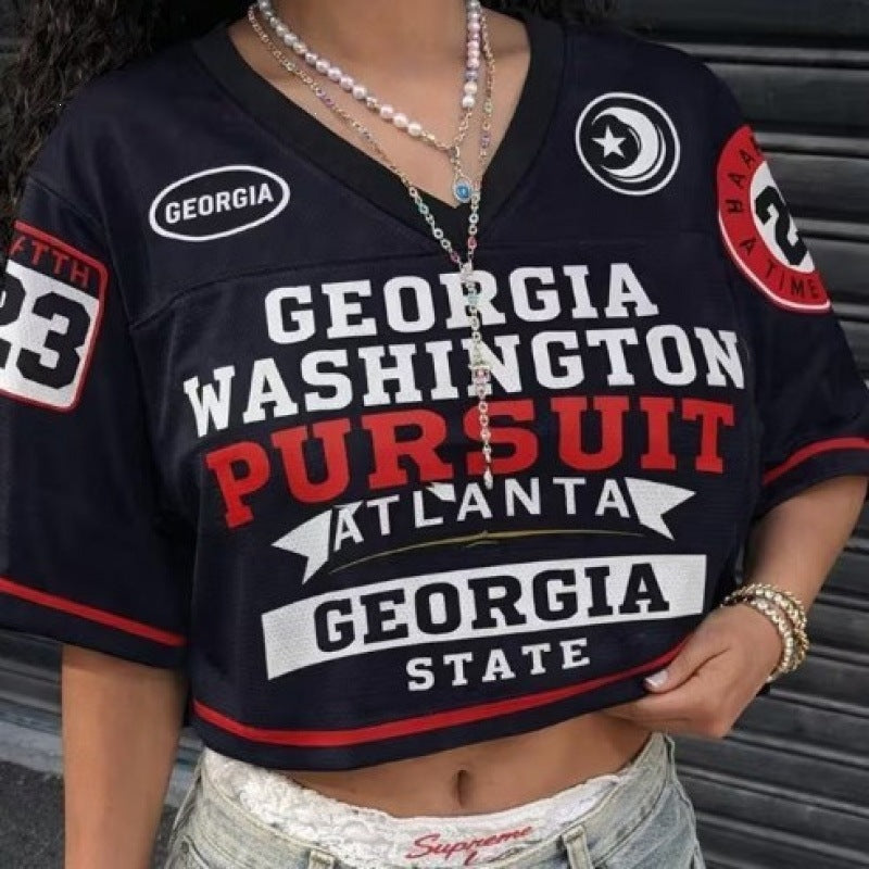 Printed Short Sleeve Cropped T-Shirt for Casual Streetwear