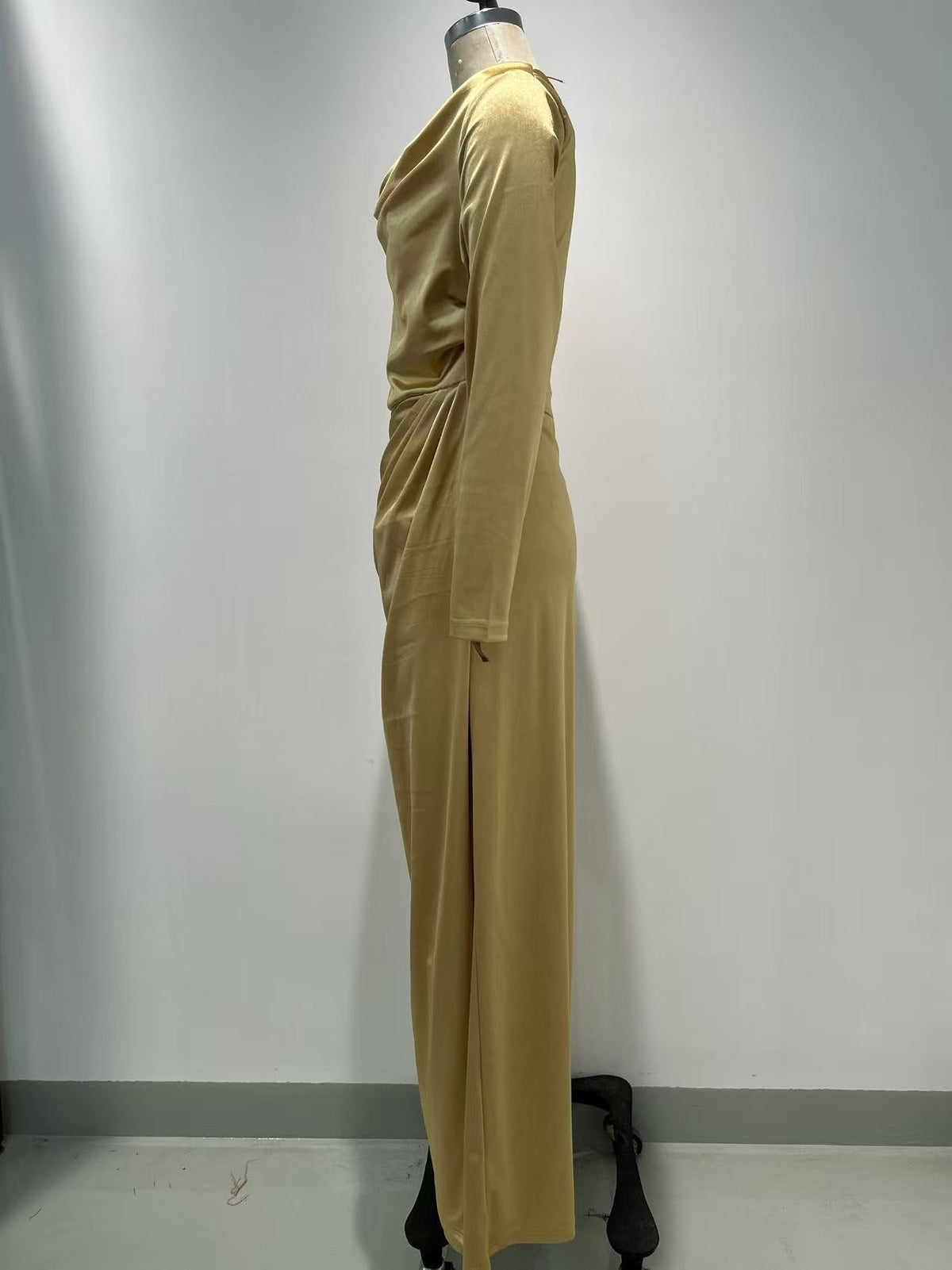 Split Slim-Waist Slim-Fit Long-Sleeve Dress for Fall Formal Parties