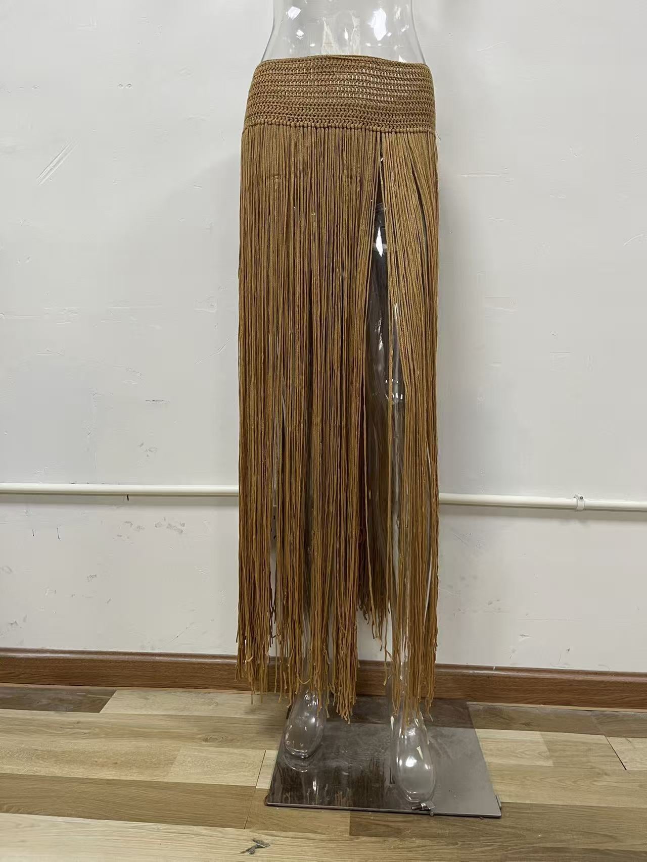 Crocheted Fringe See-Through Beach Skirt for Summer Beachwear