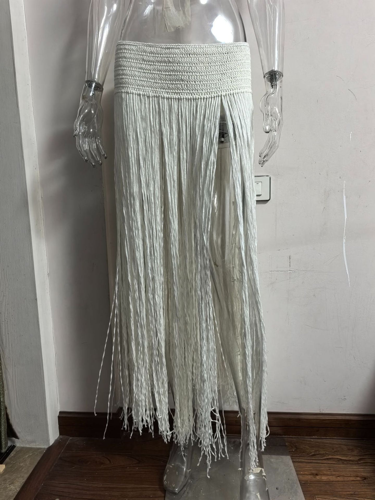 Crocheted Fringe See-Through Beach Skirt for Summer Beachwear