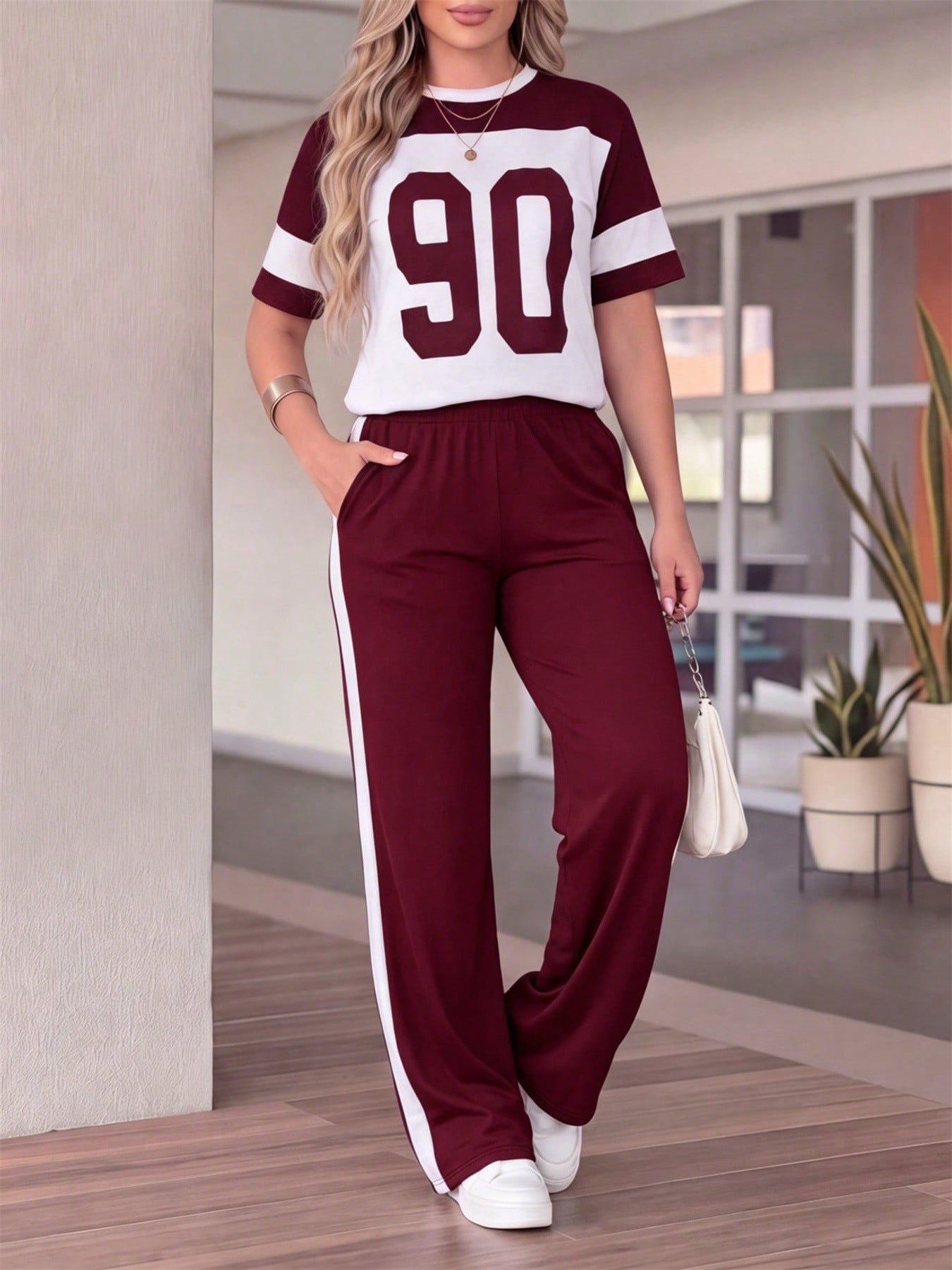Short-Sleeve T-Shirt & Pants Two-Piece Set for Spring/Summer Casual