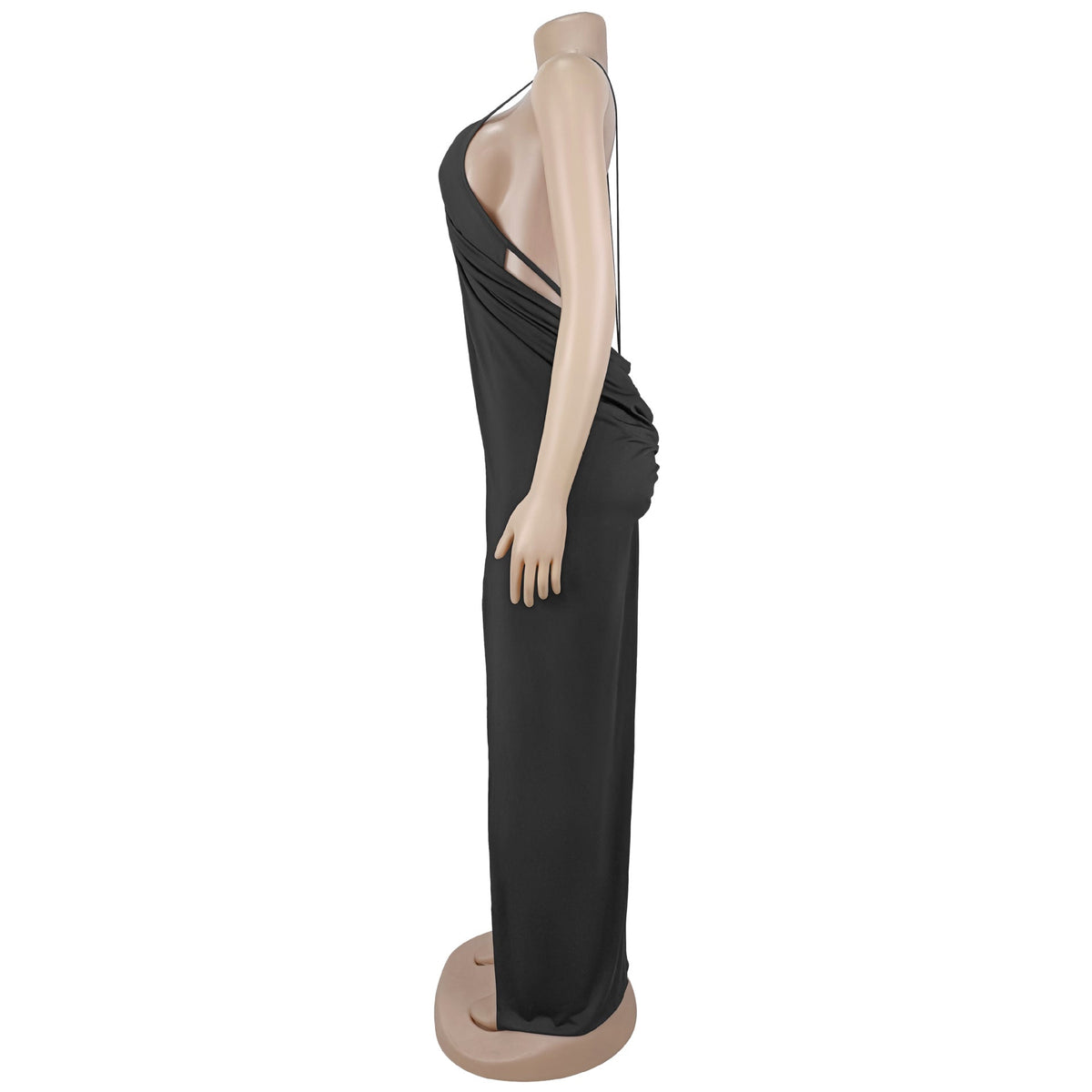 Strap V-Neck Cross Cutout Slit Bodycon Dress for Formal Parties