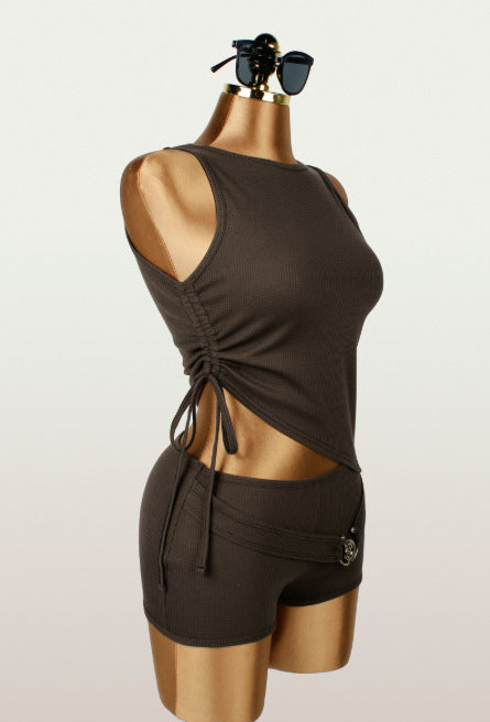 Sleeveless Tank Top & Shorts Two-Piece Set for Summer Holidays